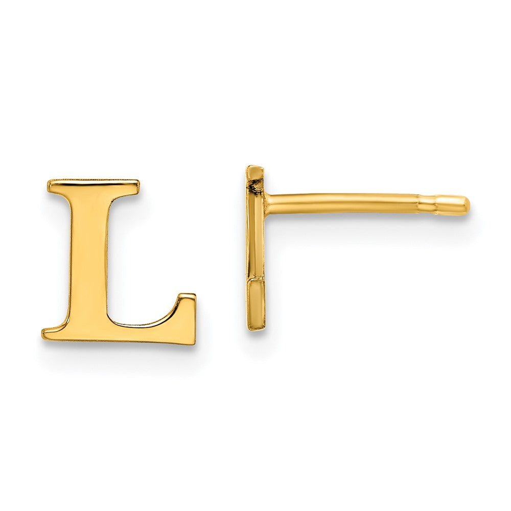 Sterling Silver Gold-plated Letter L Initial Post Earrings