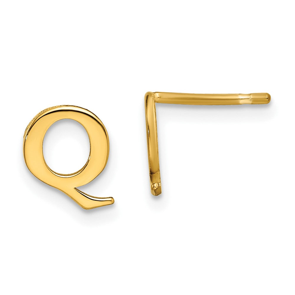 Sterling Silver Gold-plated Letter Q Initial Post Earrings