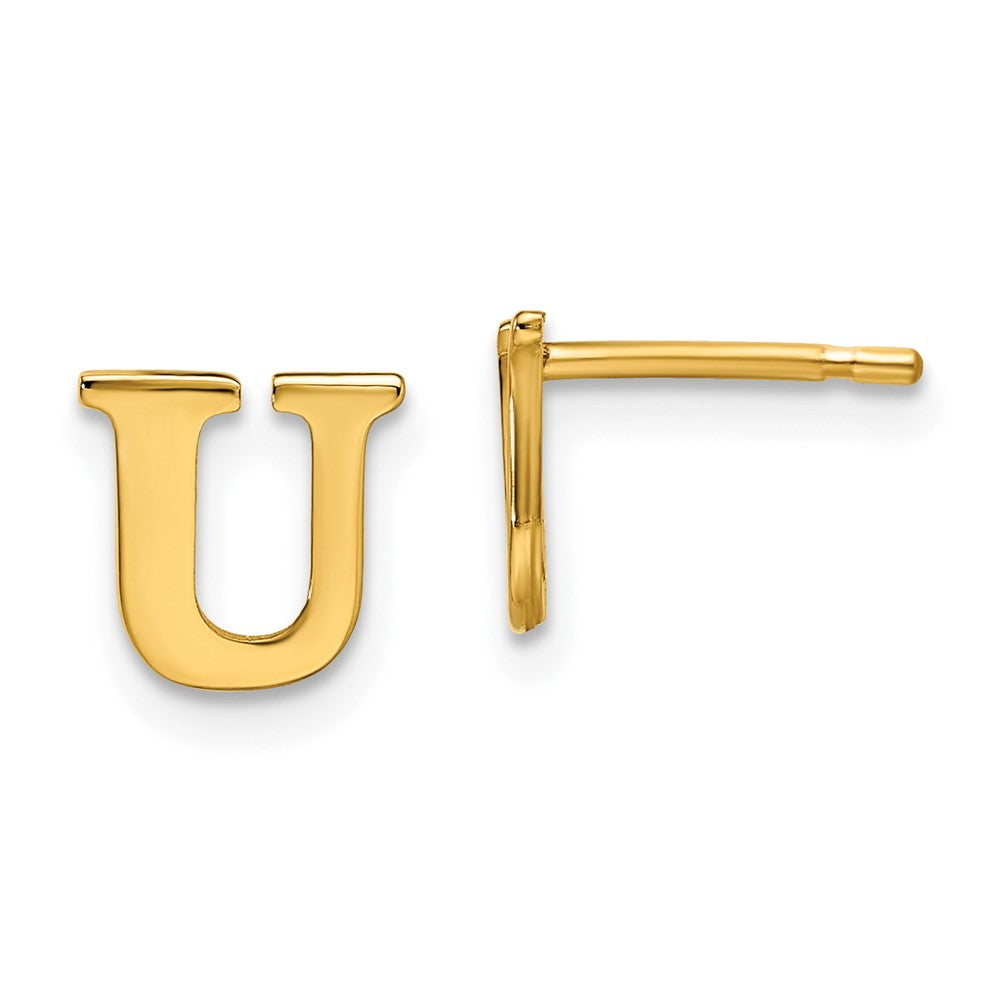 Sterling Silver Gold-plated Letter U Initial Post Earrings
