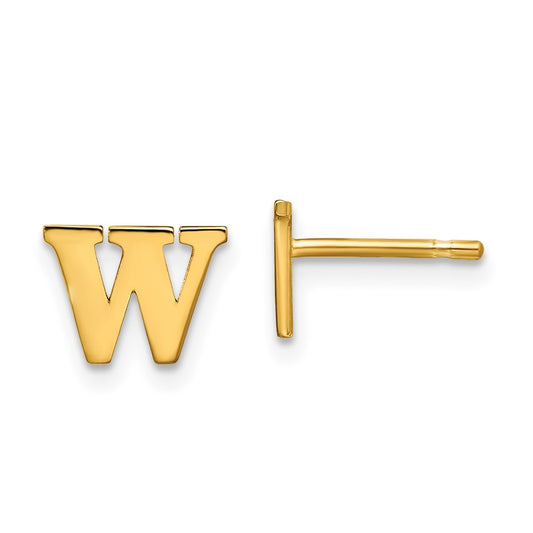 Sterling Silver Gold-plated Letter W Initial Post Earrings