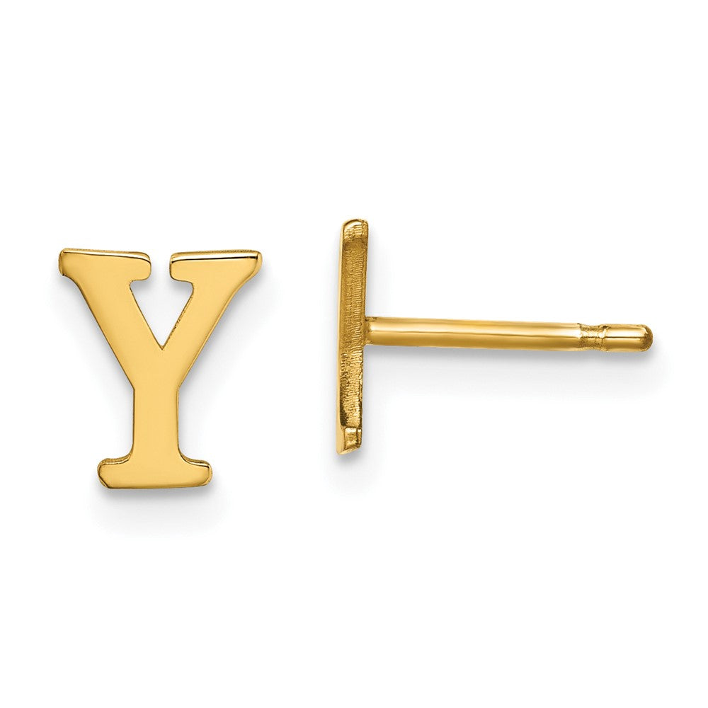 Sterling Silver Gold-plated Letter Y Initial Post Earrings