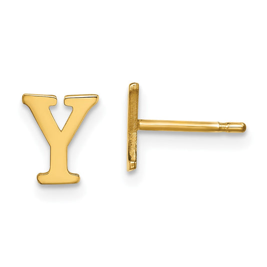 Sterling Silver Gold-plated Letter Y Initial Post Earrings