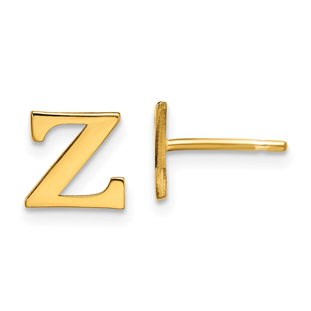 Sterling Silver Gold-plated Letter Z Initial Post Earrings