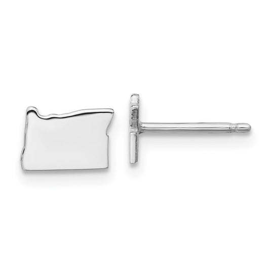 Sterling Silver/Rhodium-plated Oregon State Earrings
