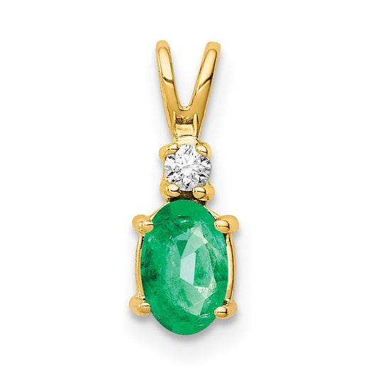 14k 6x4mm Oval Emerald AAA Diamond pendant