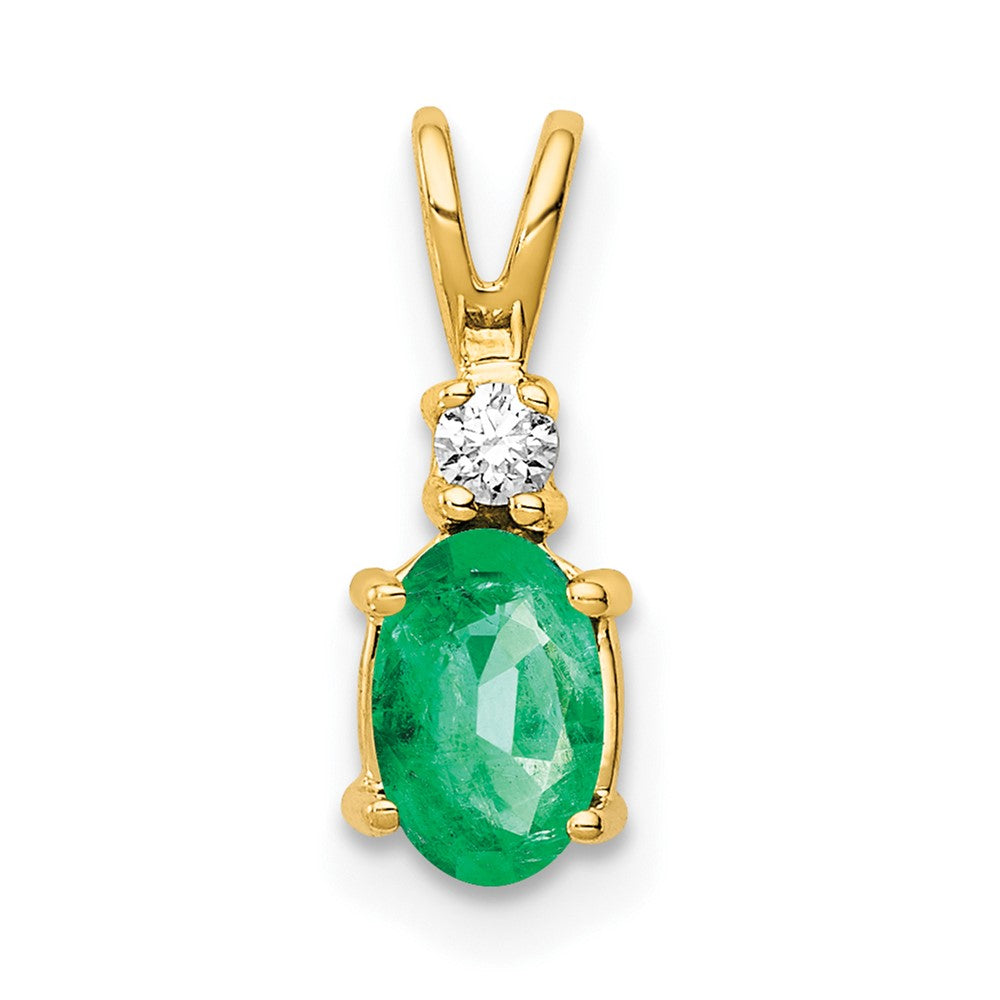 14k Emerald Diamond pendant
