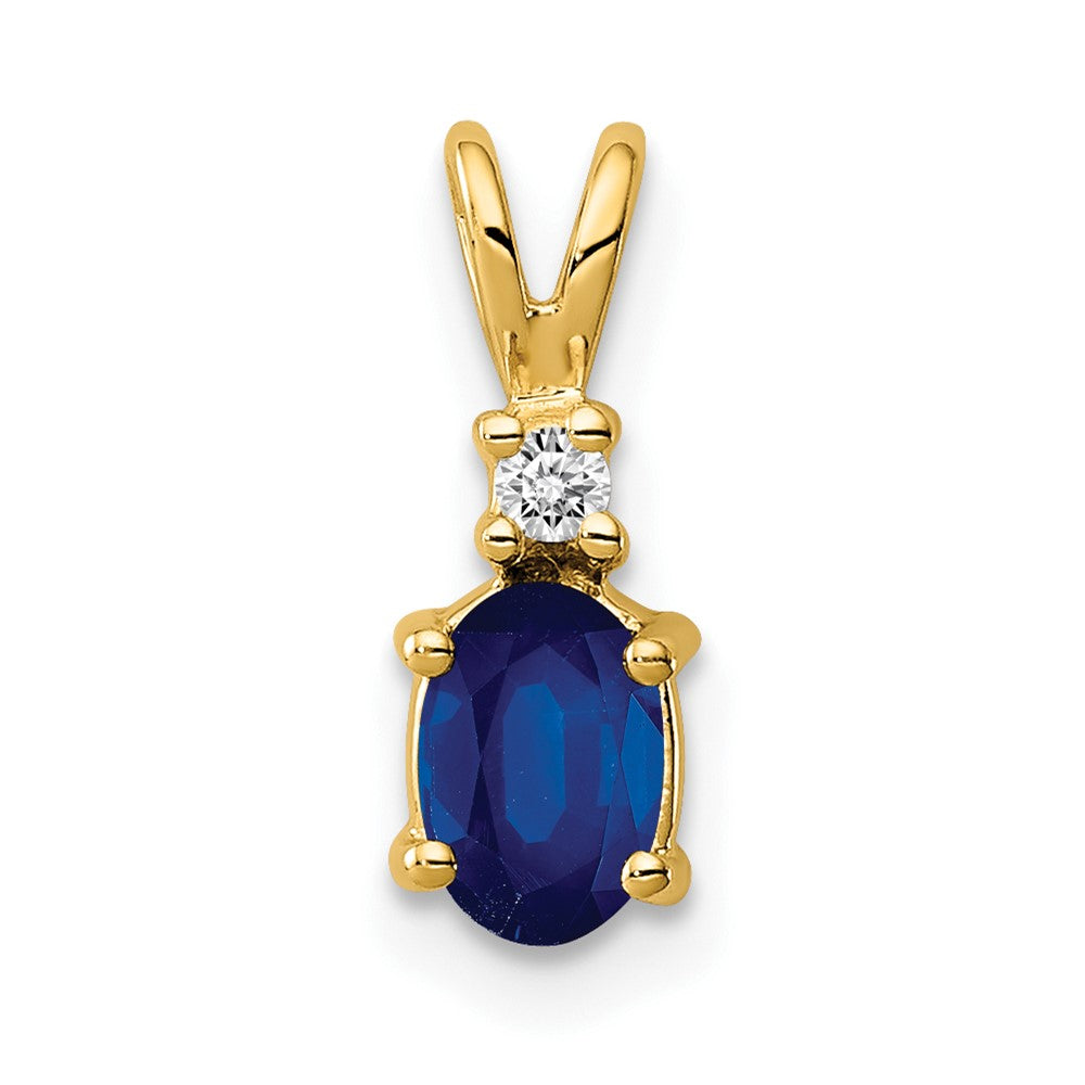 14k 6x4mm Oval Sapphire A Diamond pendant