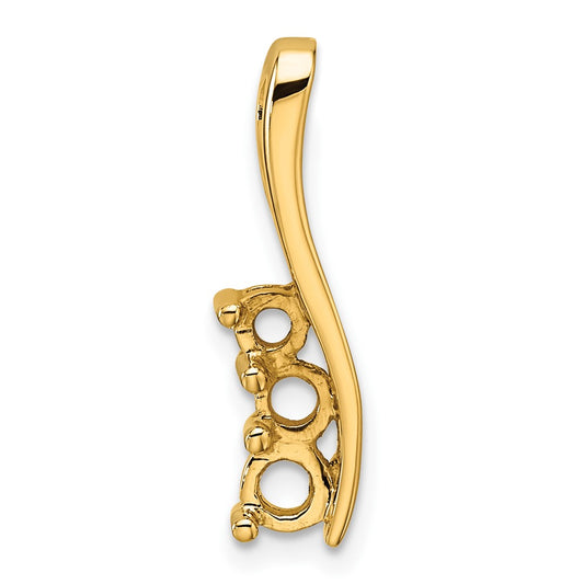 14k Small Three Stone Curved Bar Pendant Mounting