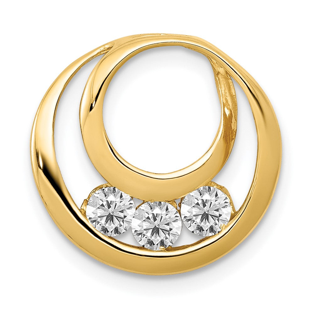 14k 3.2mm AAA Diamond Three Stone Circles Chain Slide