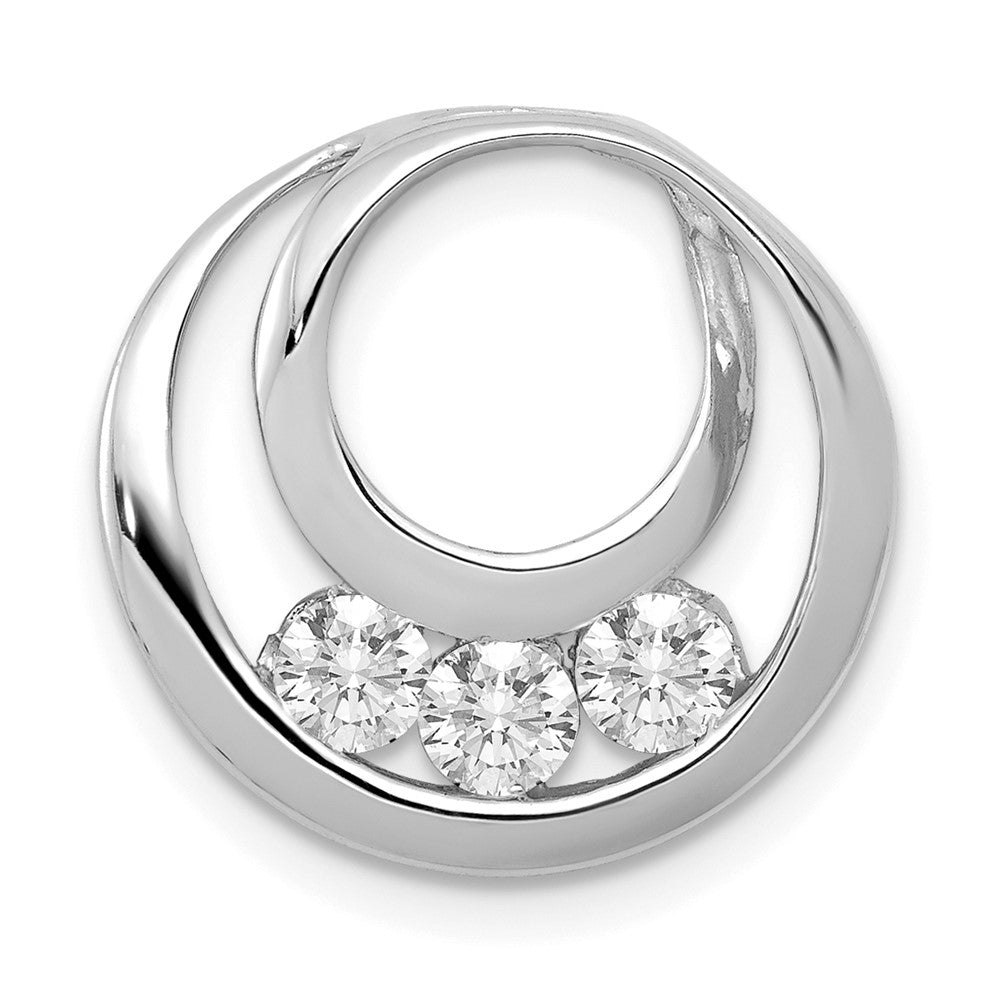14k White Gold 3.2mm VS Diamond Three Stone Circles Chain Slide