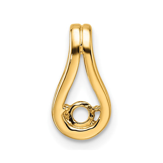 14k Holds 2.8mm stone, Teardrop Shape Slide Pendant Mounting