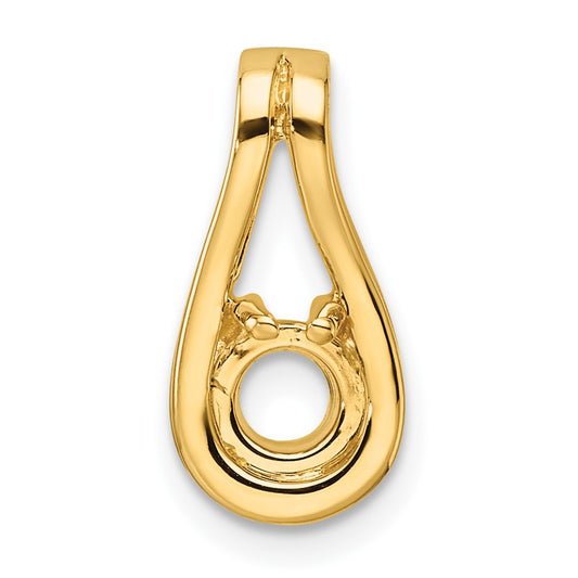 14k Holds 4.7mm stone, Teardrop Shape Slide Pendant Mounting