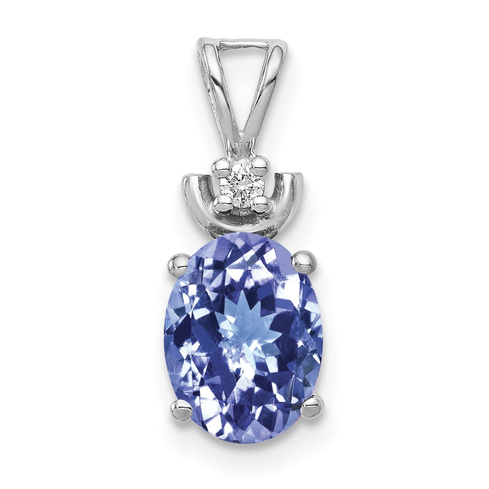 14k White Gold 8x6mm Oval Tanzanite VS Diamond Pendant