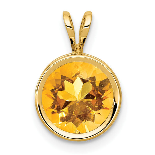 14k Citrine bezel pendant