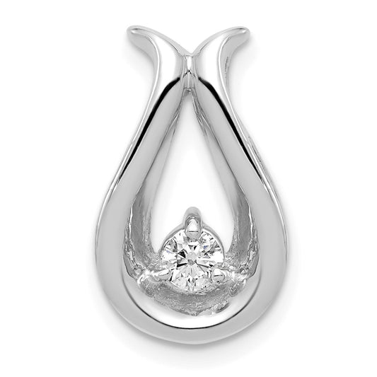14k White Gold 3.4mm A Diamond Teardrop Shape Chain Slide