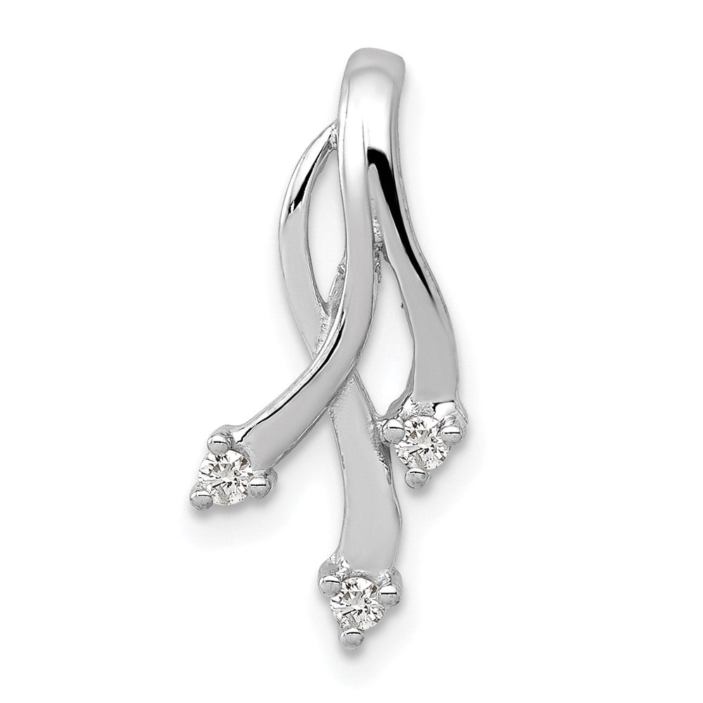 14k White Gold A Diamond 3-1.6mm Stone Twisted Chain Slide