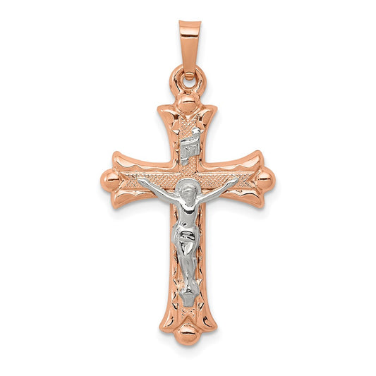 14k Two-tone Hollow Crucifix Pendant