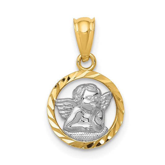 14K w/Rhodium Cherub Pendant