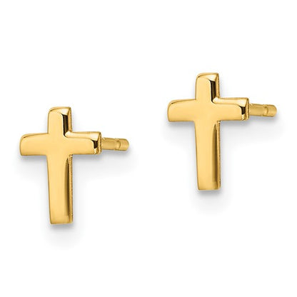 14k Polished Cross Post Earrings