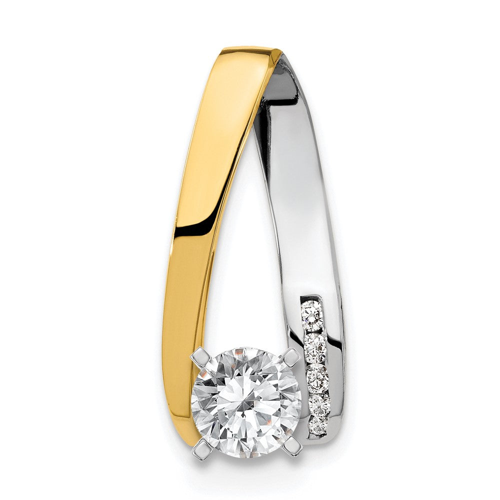 14k Two-Tone A Diamond Semi-mount Peg Slide
