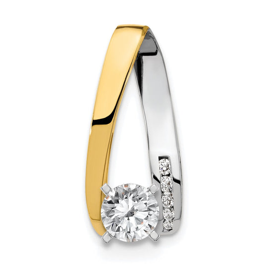 14k Two-Tone A Diamond Semi-mount Peg Slide