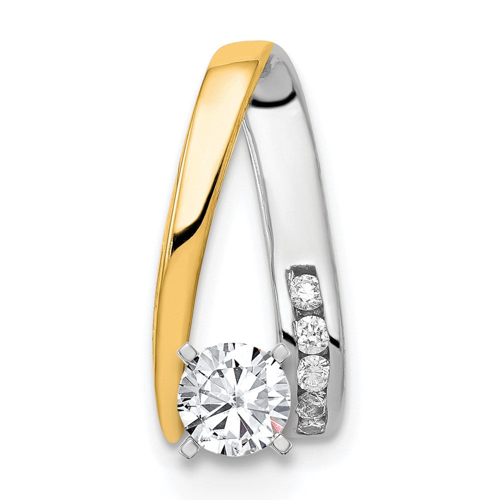 14k Two-Tone AA Diamond Semi Mount Peg Slide
