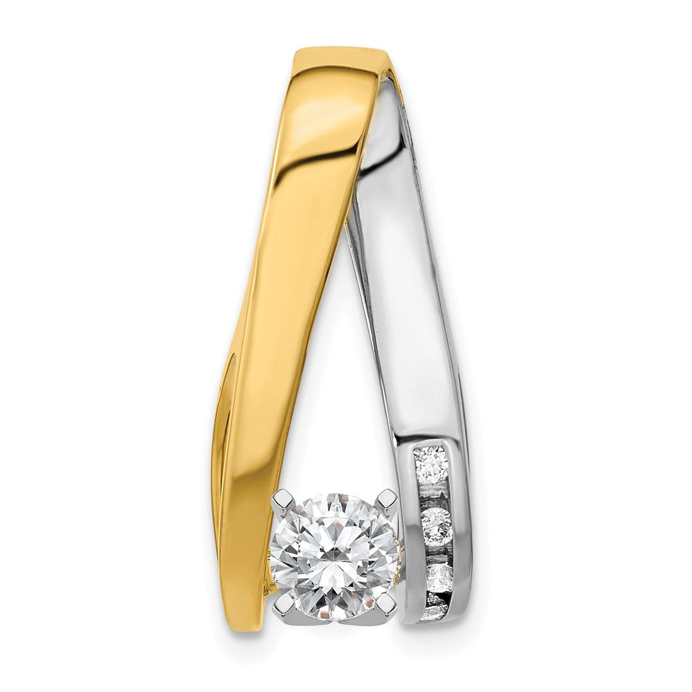 14k Two-tone AA Diamond Semi Mount Peg Slide