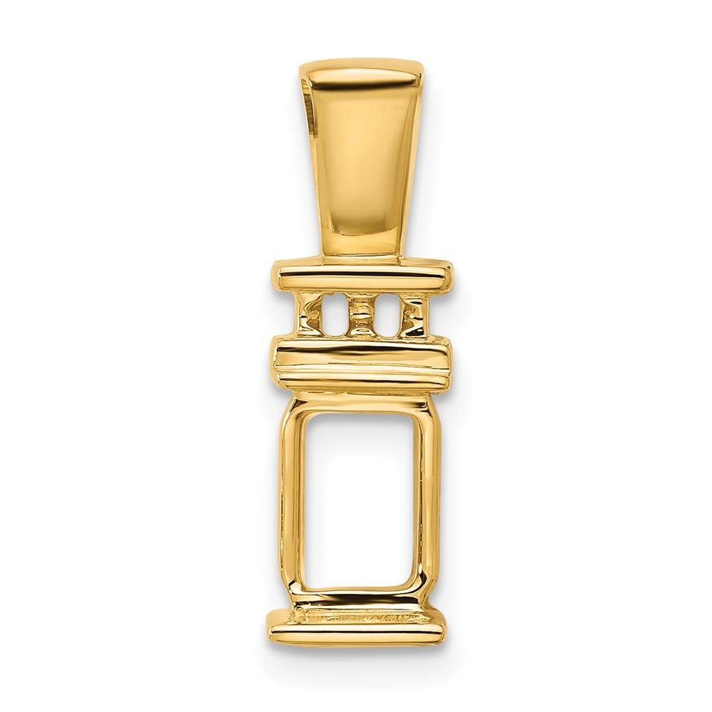 14k 2mm Omega,4mm Reversible, 8x6mm Emerald Cut Slide Mounting