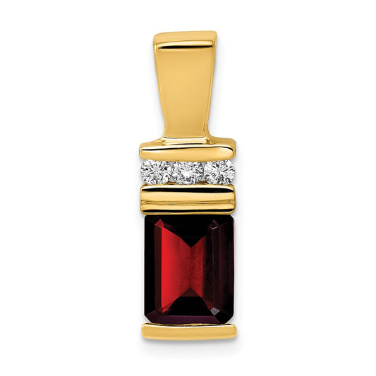 14k 8x6mm Emerald Cut Garnet AAA Diamond Slide
