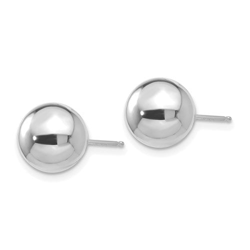 14k White Gold Polished 9mm Ball Post Earrings