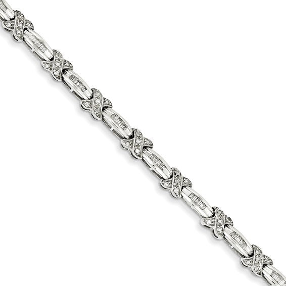 14k White Gold Diamond X Bracelet