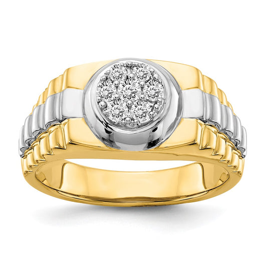 14k Two-tone AA Diamond men's ring