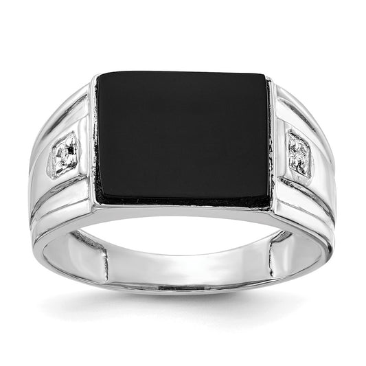 14k White Gold A Diamond men's ring