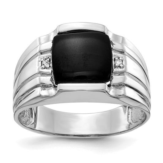 14k White Gold A Diamond men's ring