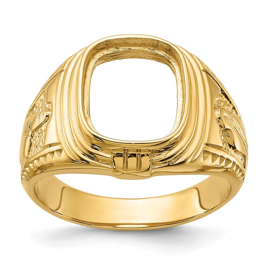 14k Men's Polished and Textured Masonic Ring Mounting