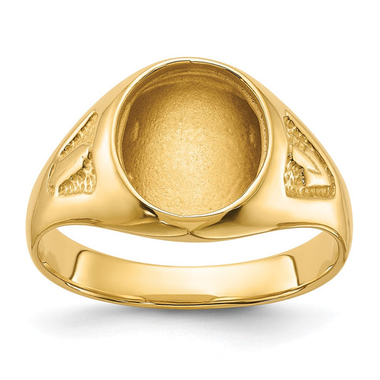 14k Men's Polished and Textured Masonic Ring Mounting