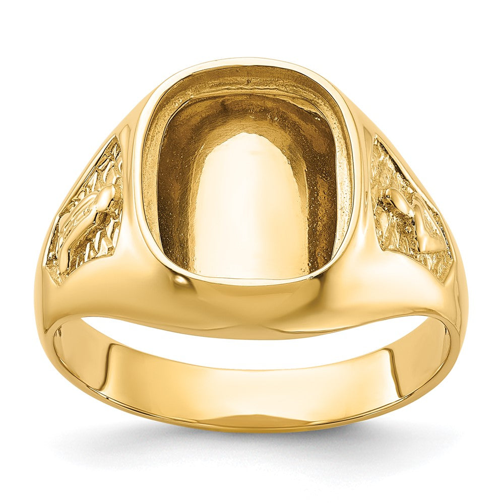 14k Men's Polished and Textured Masonic Ring Mounting