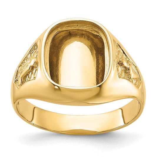 14k Men's Polished and Textured Masonic Ring Mounting