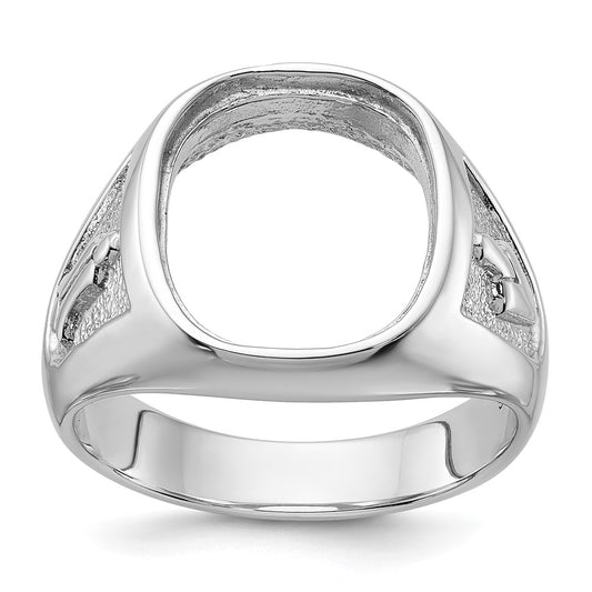 14k White Gold Men's Polished and Textured Masonic Ring Mounting