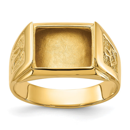 14k Men's Polished and Textured Masonic Ring Mounting
