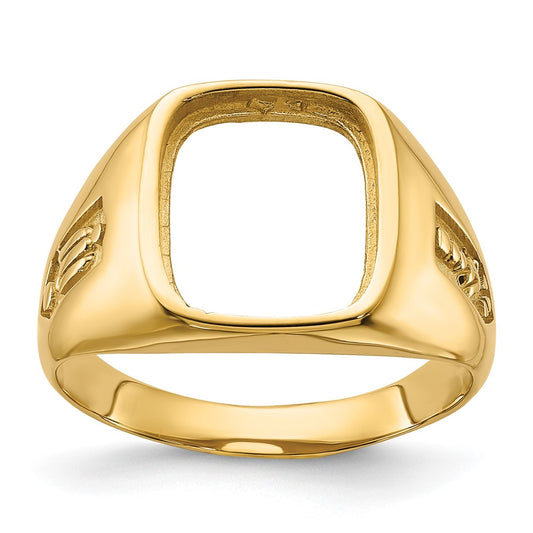 14k Men's Polished and Textured Masonic Ring Mounting