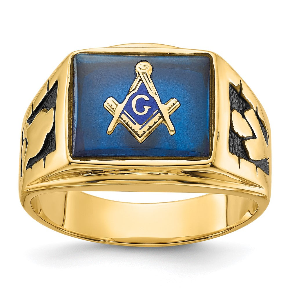 14k Men's Polished and Textured Masonic Ring Mounting