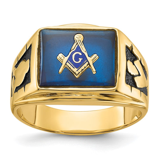 14k Men's Polished and Textured Masonic Ring Mounting