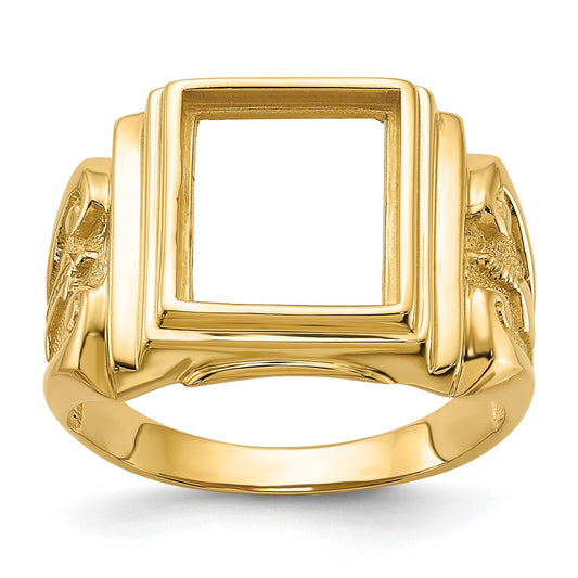 14k Men's Polished and Textured Masonic Ring Mounting