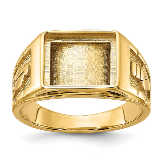 14k Men's Polished and Textured Masonic Ring Mounting