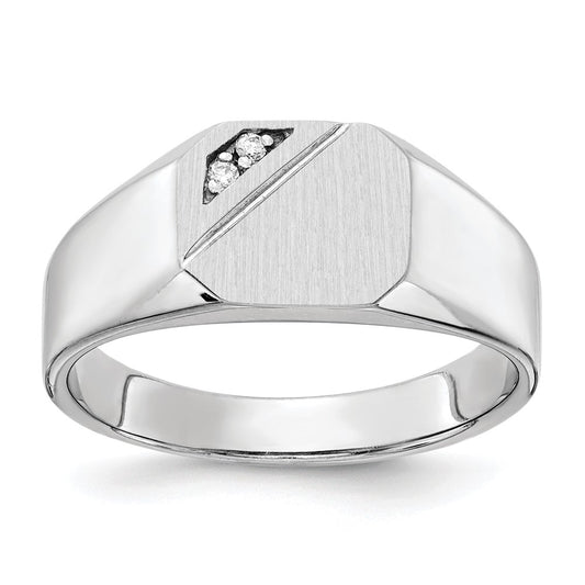 14k White Gold 10.0x9.0mm Open Back AAA Diamond Signet Ring