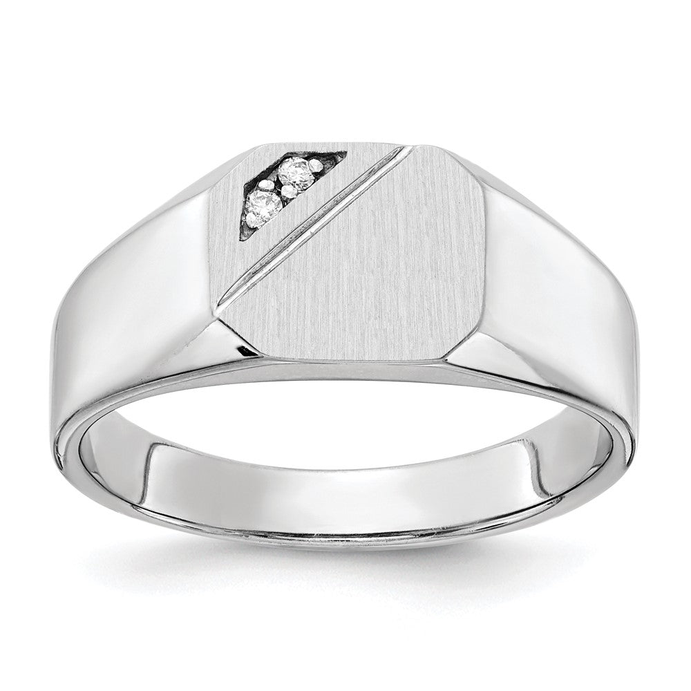 14k White Gold 10.0x9.0mm Open Back VS Diamond Signet Ring