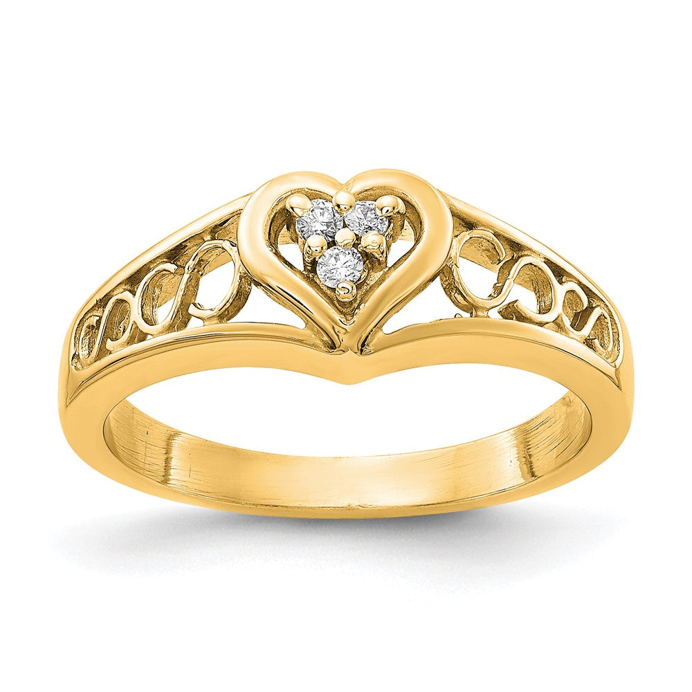 14k A Diamond heart ring