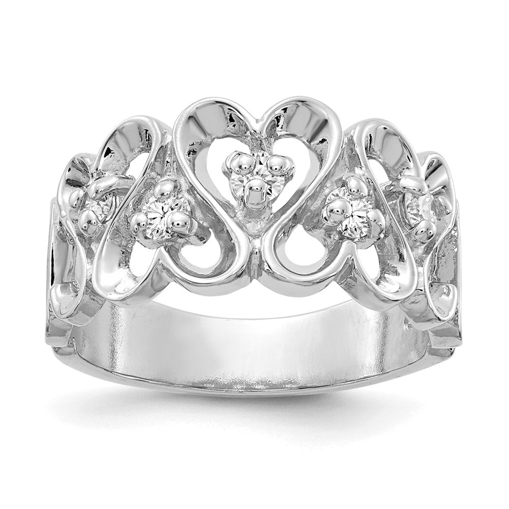 14k White Gold AAA Diamond heart ring