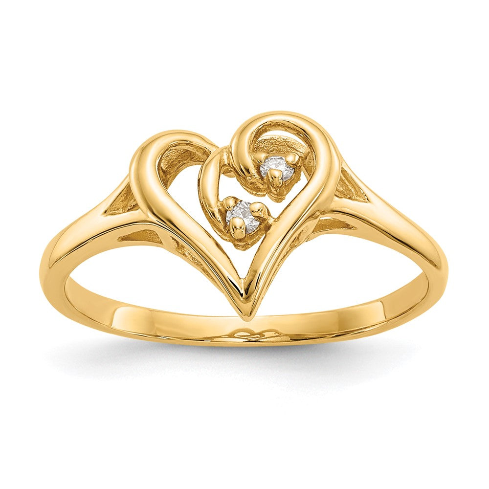 14k A Diamond heart ring